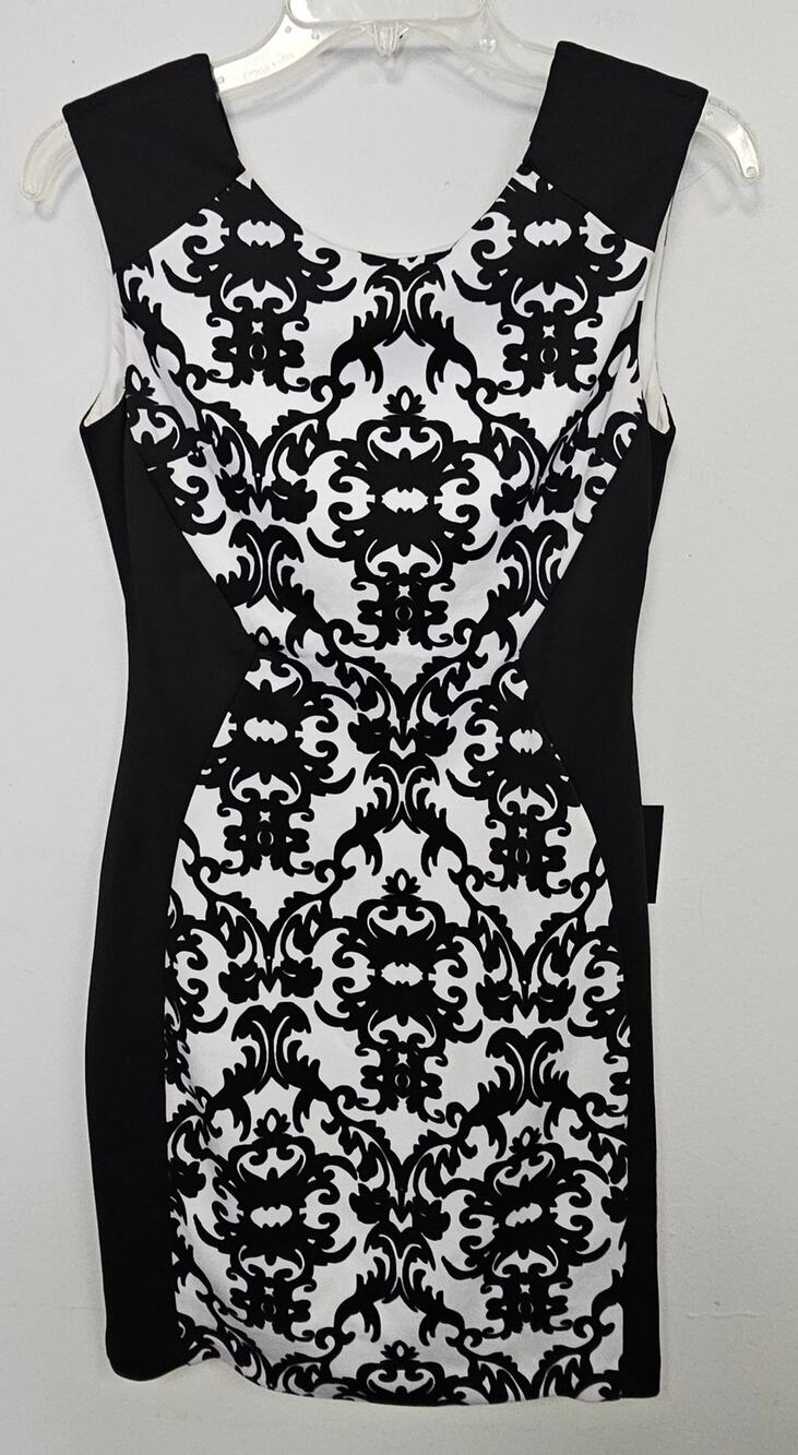 NWT I.N. San Francisco Womens Black & White Sleeveless Sheath Dress-Size 5